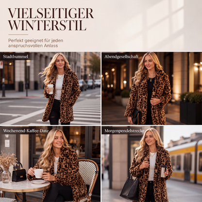 📢Kundenliebling + Gratis Versand!📢 Stilvoller Damen-Kunstfellmantel mit Leopardenmuster