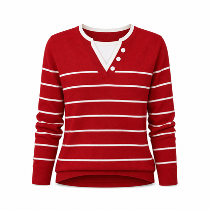 📢🎉50%Rabatt!!!🛍️✨Lässiger zweiteiliger Strickpullover mit V-Ausschnitt und Knopfdetails