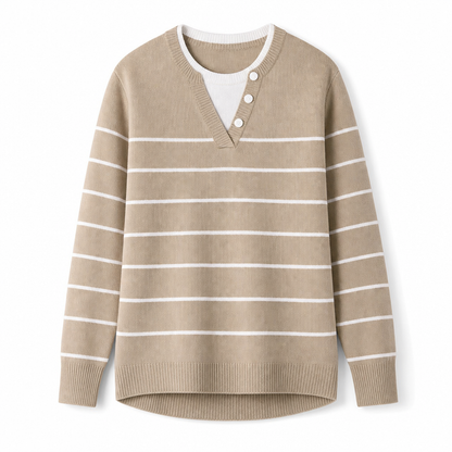📢🎉50%Rabatt!!!🛍️✨Lässiger zweiteiliger Strickpullover mit V-Ausschnitt und Knopfdetails