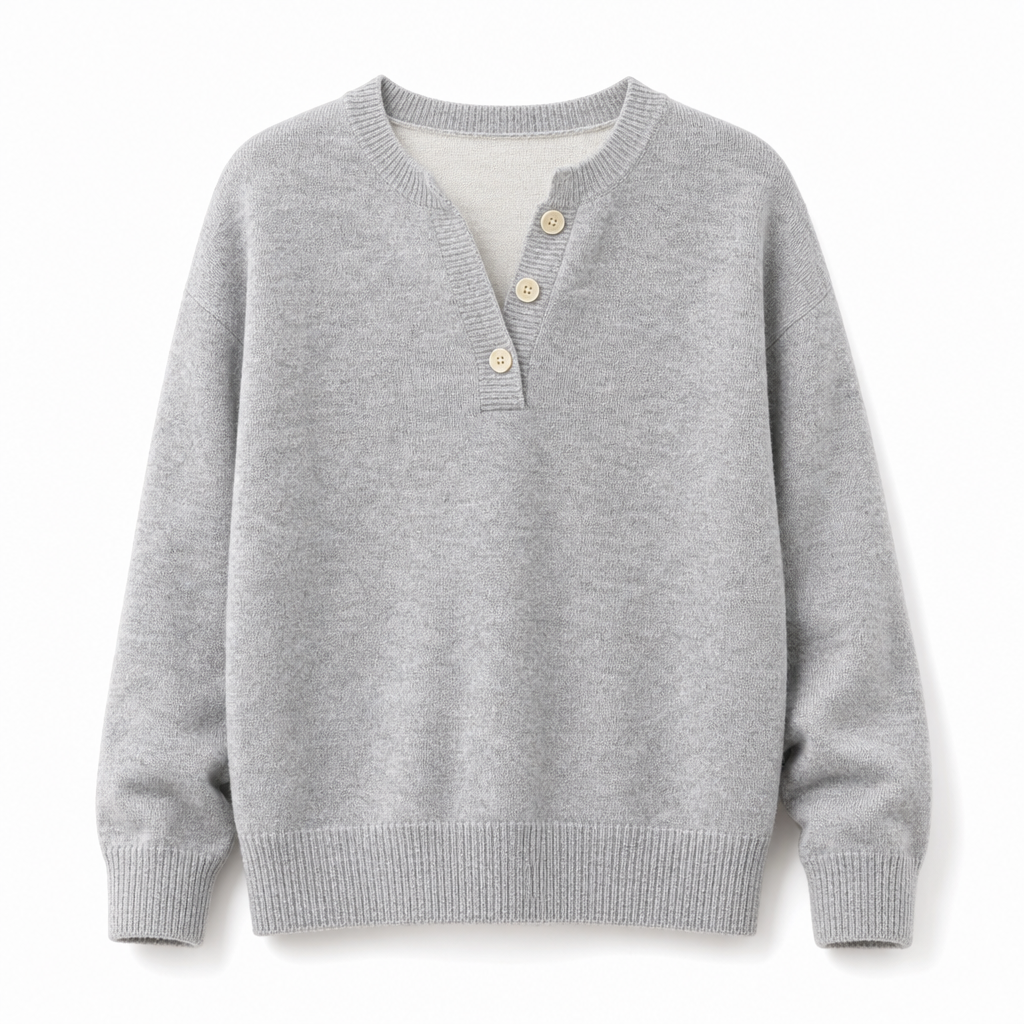 📢🎉50%Rabatt!!!🛍️✨Lässiger zweiteiliger Strickpullover mit V-Ausschnitt und Knopfdetails