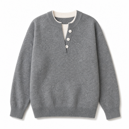 📢🎉50%Rabatt!!!🛍️✨Lässiger zweiteiliger Strickpullover mit V-Ausschnitt und Knopfdetails