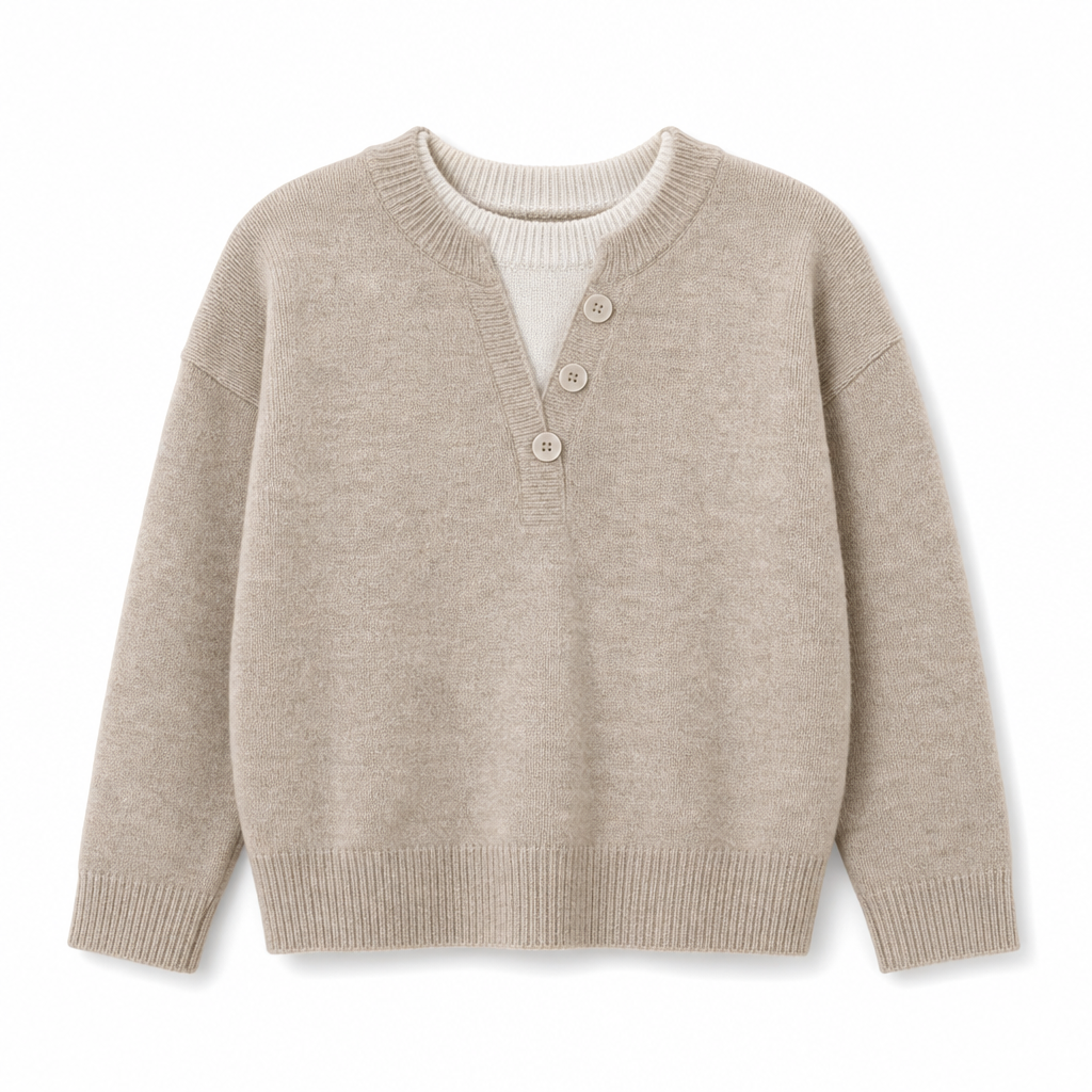 📢🎉50%Rabatt!!!🛍️✨Lässiger zweiteiliger Strickpullover mit V-Ausschnitt und Knopfdetails