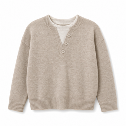 📢🎉50%Rabatt!!!🛍️✨Lässiger zweiteiliger Strickpullover mit V-Ausschnitt und Knopfdetails