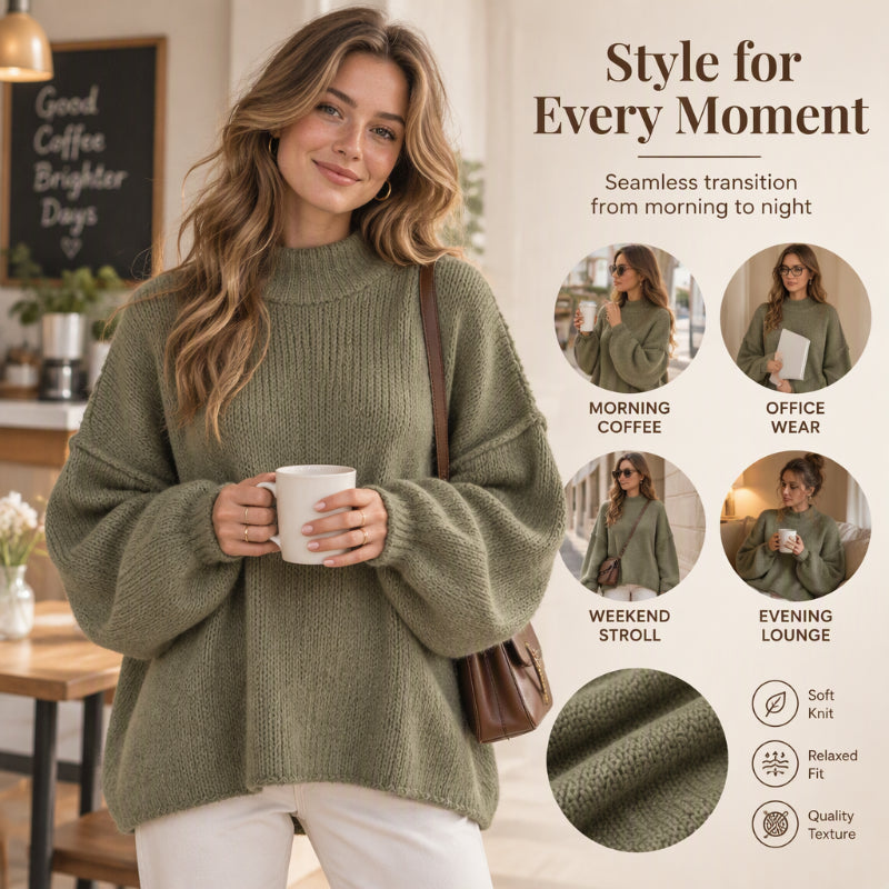 📢🎉50%Rabatt!!!🛍️✨Damen Strickpullover mit lockerem Schnitt und Krägen