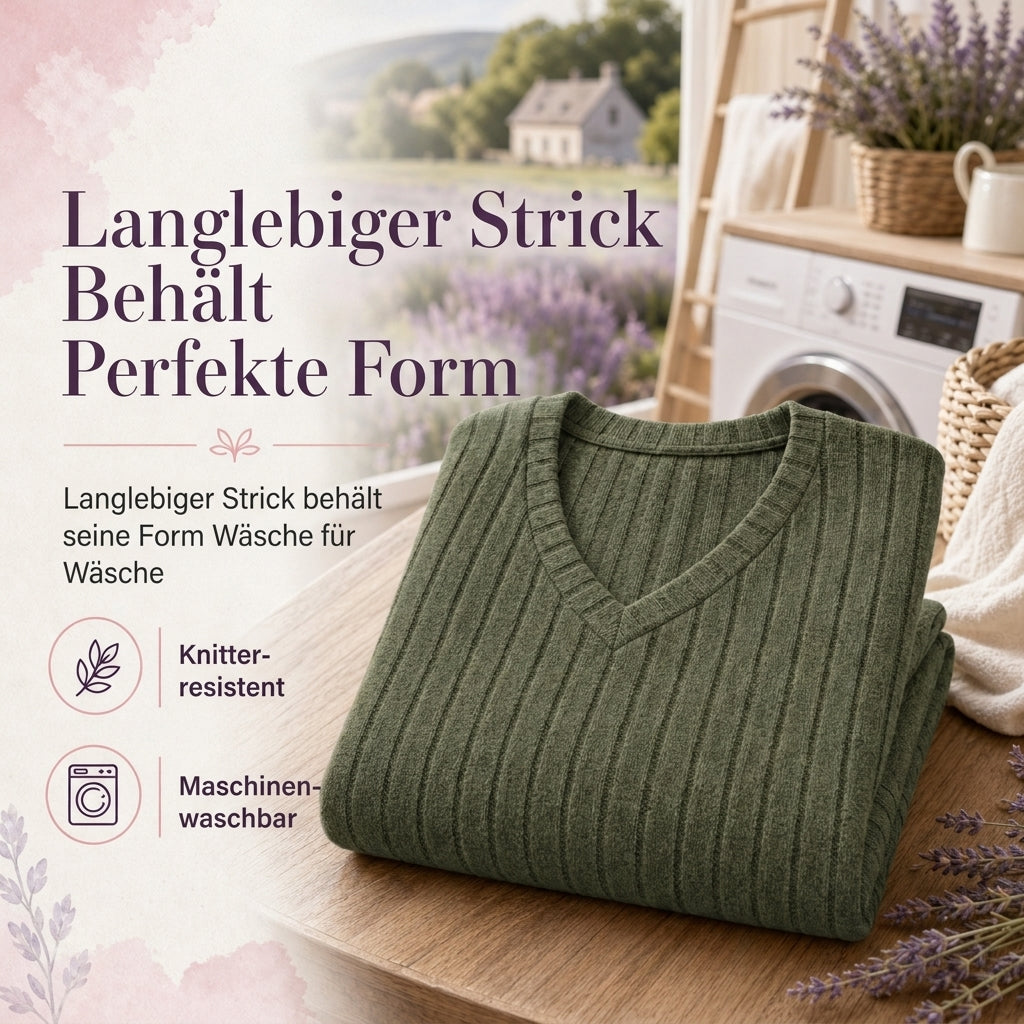 📢🎉50%Rabatt!!!🛍️✨Damen Übergrößen V-Ausschnitt Langarm Geripptes Gebürstetes T-Shirt Locker Sitzendes Einfarbiges Pullover-Oberteil