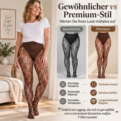 Damen Shape Strumpfhosen mit hoher Taille aus Spitze und Fischernetz