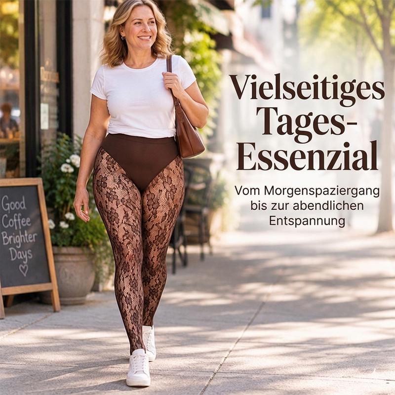 Damen Shape Strumpfhosen mit hoher Taille aus Spitze und Fischernetz