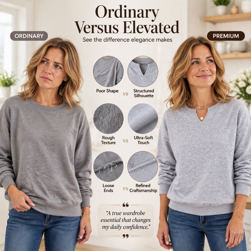 🔥 Nur heute 50 %! Lässiges Sweatshirt für Damen mit V-Ausschnitt und Schlitz