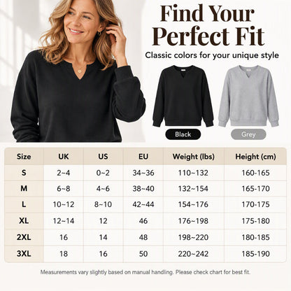 🔥 Nur heute 50 %! Lässiges Sweatshirt für Damen mit V-Ausschnitt und Schlitz