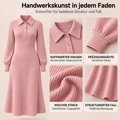 📢Tausende Kunden kaufen es!📢 Damen Strickkleid mit Reverskragen und Rippstrick