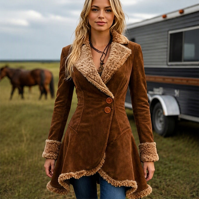📢🎉50%Rabatt!!!🛍️✨Damenjacke aus Kunstwildleder mit Shearling-Fütterung