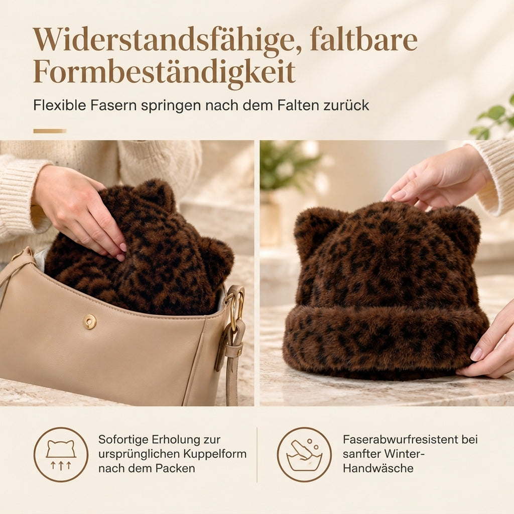 💥50% Rabatt! Nur heute!💥Flauschige Damen-Mütze aus Kunstpelz mit süßen Bärenohren, warme Pullover-Mütze für kalte Wintertage