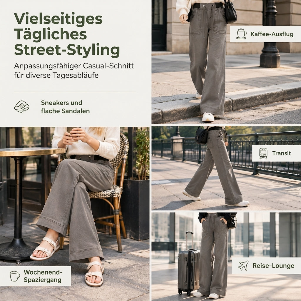 🥳Alles im Sale! Schnell sein!🥳American Vintage Low Rise Slight Flare Jeans mit geripptem Patchwork-Kordelzugbund und distressed Taschen