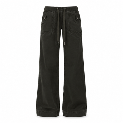 🥳Alles im Sale! Schnell sein!🥳American Vintage Low Rise Slight Flare Jeans mit geripptem Patchwork-Kordelzugbund und distressed Taschen