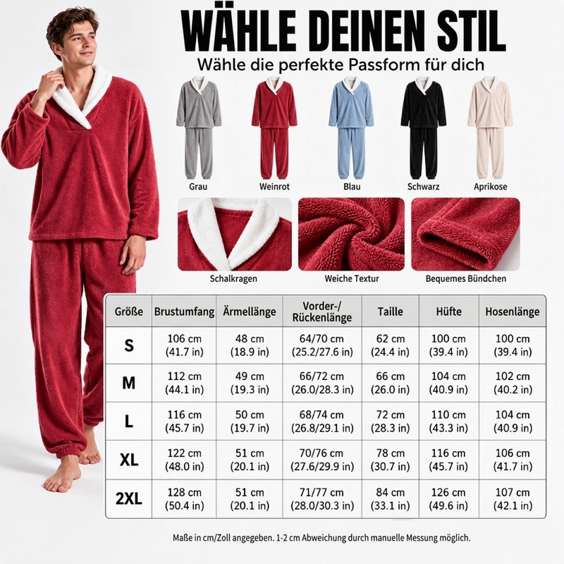 📢🎉50%Rabatt!!!🛍️✨Gemütliches, wärmendes Flauschiger Pyjama-Set für Herren