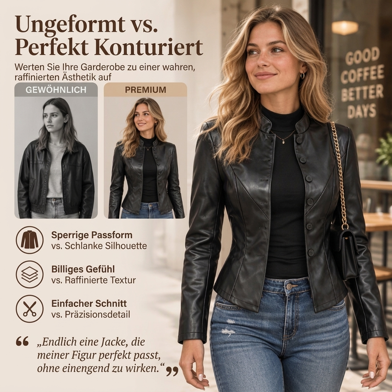 Damen Slim-Fit Kunstlederjacke