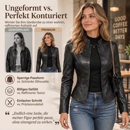 Damen Slim-Fit Kunstlederjacke