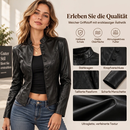 Damen Slim-Fit Kunstlederjacke