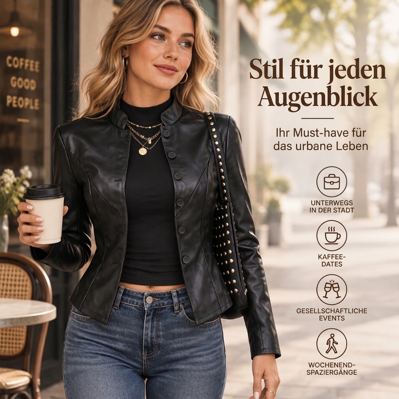 Damen Slim-Fit Kunstlederjacke
