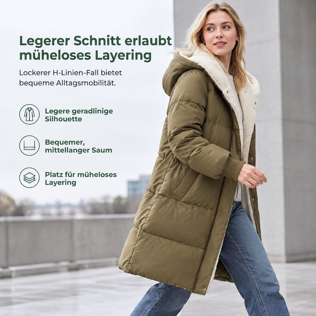Einfarbiger, doppelseitiger, kapuze förmiger, langärmliger, schmal geschnittener Strickjacken Mantel