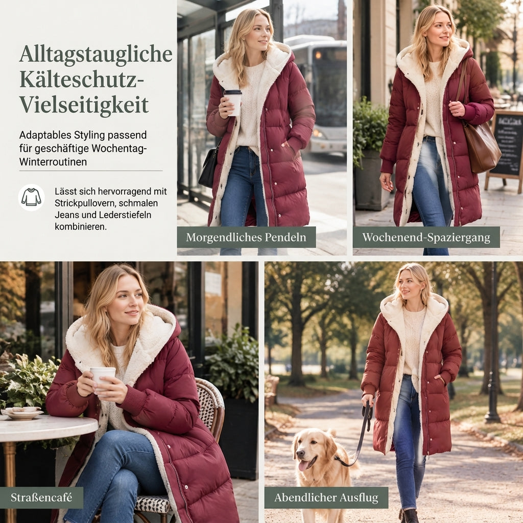 Einfarbiger, doppelseitiger, kapuze förmiger, langärmliger, schmal geschnittener Strickjacken Mantel