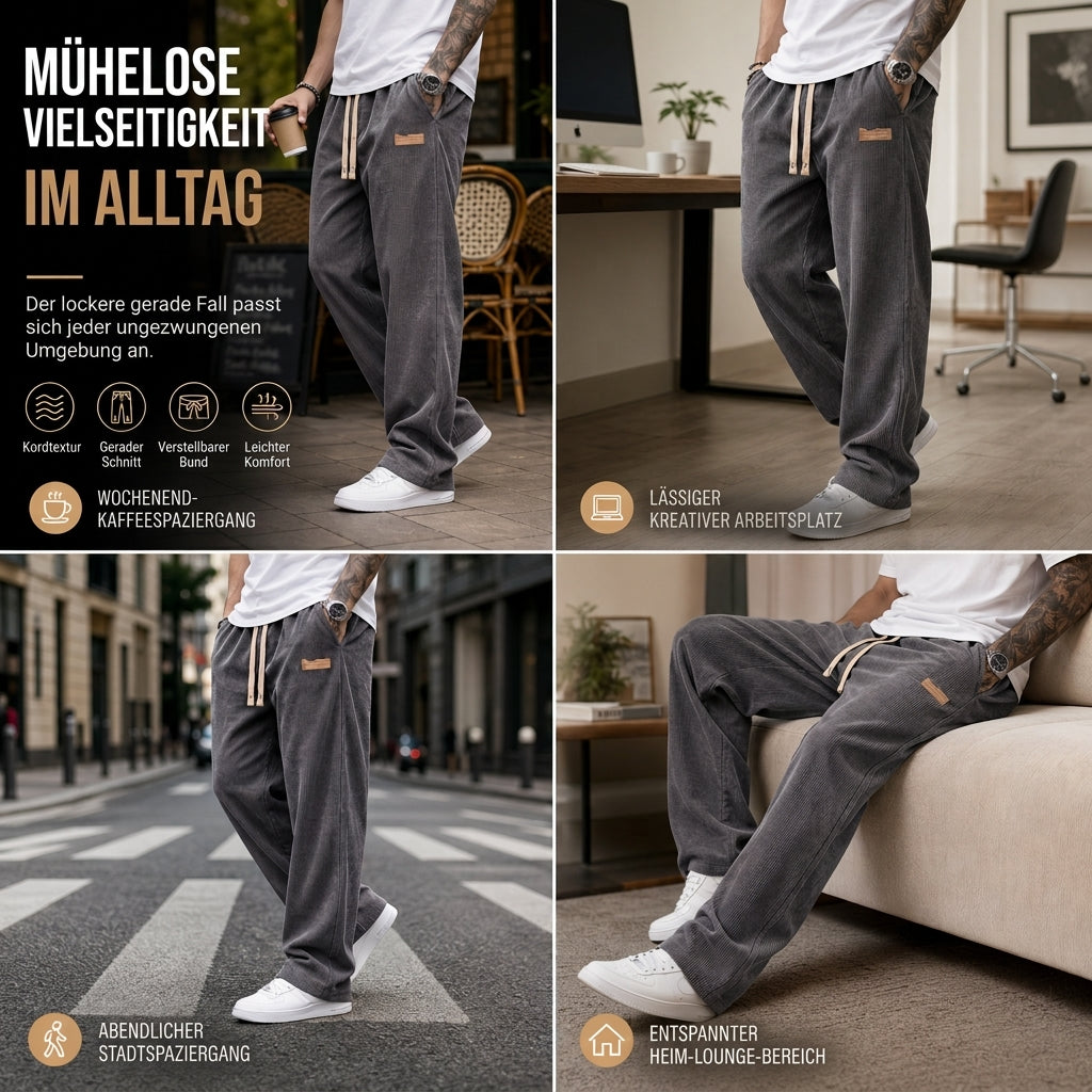 📢50%Rabatt!📢Herren leichte Cord Freizeithosen, locker sitzende gerade Beinhosen