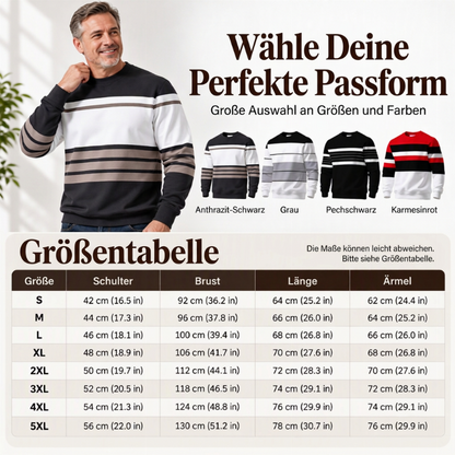 📦 Täglich 500+ Pakete versendet! Lässiges Rundhals-Sweatshirt für Herren mit Streifenmuster