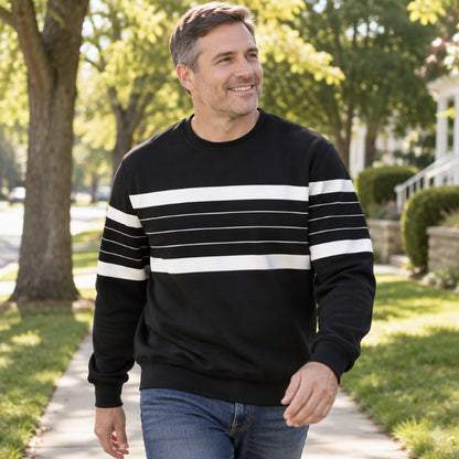 📦 Täglich 500+ Pakete versendet! Lässiges Rundhals-Sweatshirt für Herren mit Streifenmuster