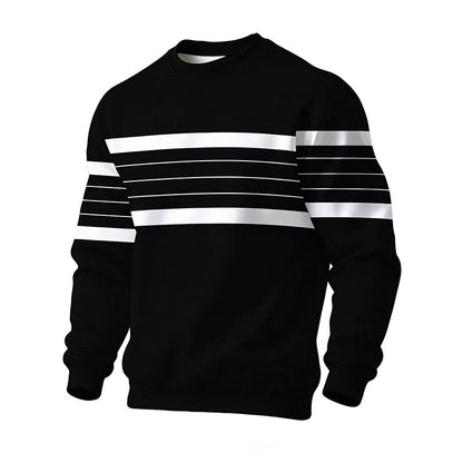 📦 Täglich 500+ Pakete versendet! Lässiges Rundhals-Sweatshirt für Herren mit Streifenmuster
