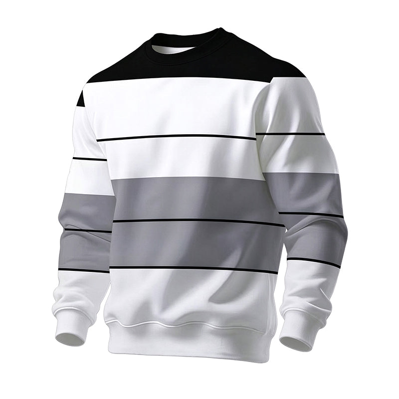 📦 Täglich 500+ Pakete versendet! Lässiges Rundhals-Sweatshirt für Herren mit Streifenmuster