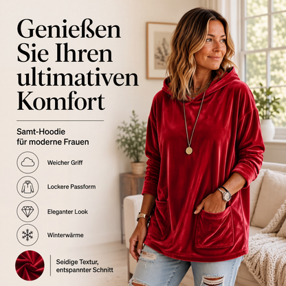 💞Top bewertet + 50% Rabatt!💞 Samt-Kapuzenpullover für Damen