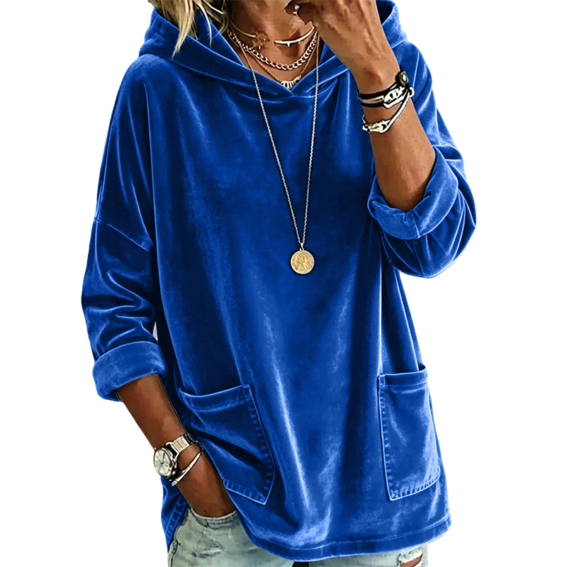 💞Top bewertet + 50% Rabatt!💞 Samt-Kapuzenpullover für Damen