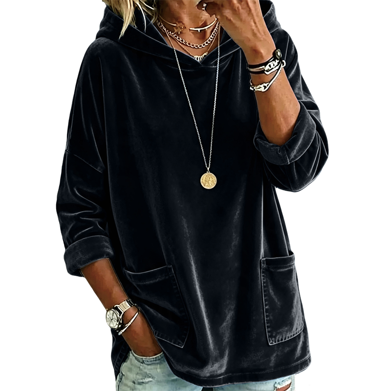 💞Top bewertet + 50% Rabatt!💞 Samt-Kapuzenpullover für Damen