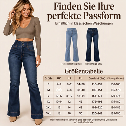 💞Beliebt: 50% Rabatt + Gratis Versand!💞 Damen elastische High-Waist Schlaghose Jeans