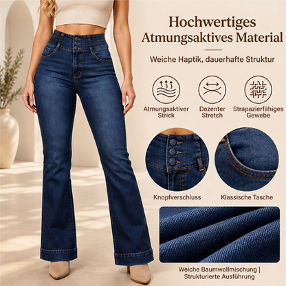 💞Beliebt: 50% Rabatt + Gratis Versand!💞 Damen elastische High-Waist Schlaghose Jeans