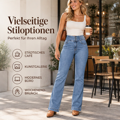 💞Beliebt: 50% Rabatt + Gratis Versand!💞 Damen elastische High-Waist Schlaghose Jeans