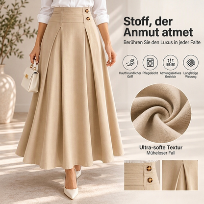 Damen High-Waist Plissierter A-Linien Maxirock