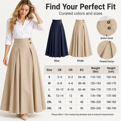 Damen High-Waist Plissierter A-Linien Maxirock
