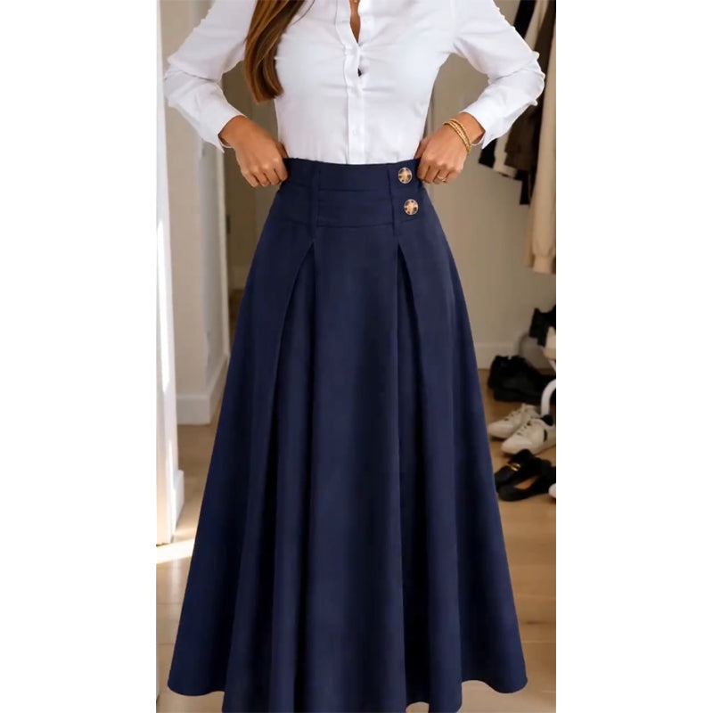 Damen High-Waist Plissierter A-Linien Maxirock