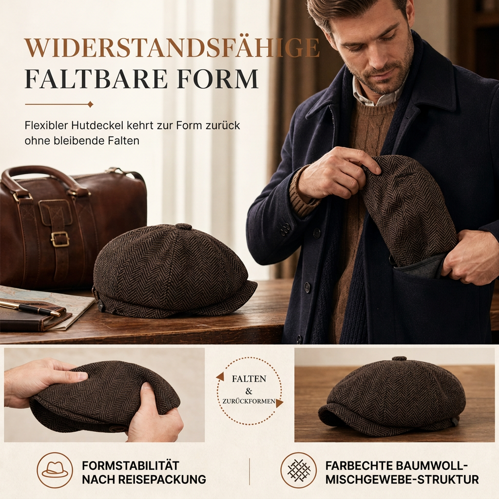 Vintage British Stil Newsboy Kappe für Herren und Damen Klassisch Casual Flache Kappe Achteckige Baskenmütze