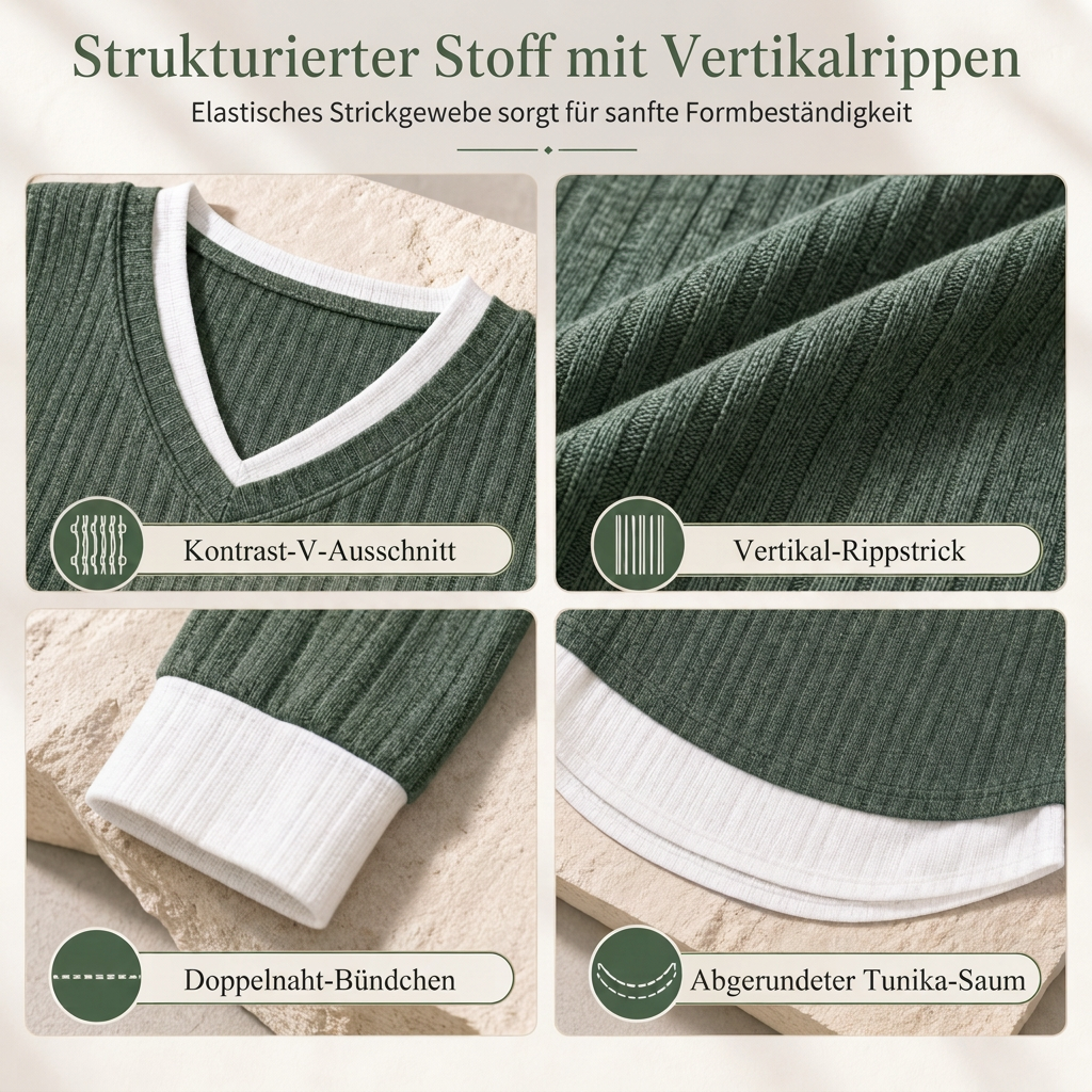 ⏰ Countdown läuft – 50% nur noch 3 Tage! Kunst-Zweiteiliger, geschichteter Strickpullover, lässiges Sweatshirt-Oberteil