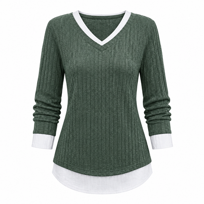 ⏰ Countdown läuft – 50% nur noch 3 Tage! Kunst-Zweiteiliger, geschichteter Strickpullover, lässiges Sweatshirt-Oberteil
