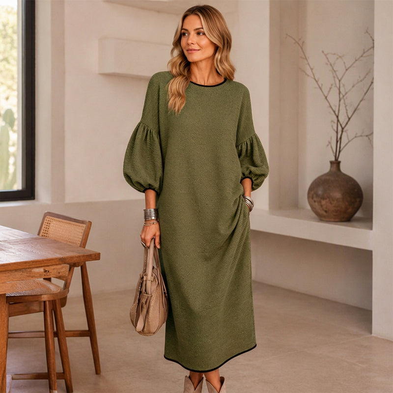 ✨ Neu eingetroffen – Nur heute 50 %! Damen Midikleid aus strukturiertem Strick mit Puffärmeln