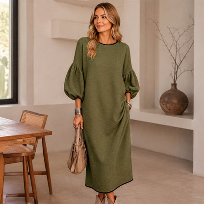 ✨ Neu eingetroffen – Nur heute 50 %! Damen Midikleid aus strukturiertem Strick mit Puffärmeln