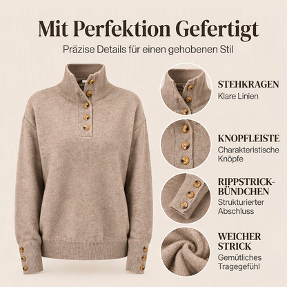 Locker gestrickter Damenpullover mit Stehkragen