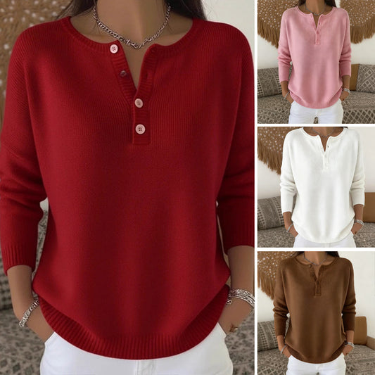 📢🎉50%Rabatt!!!🛍️✨Damen Strickpullover mit Henley-Kragen