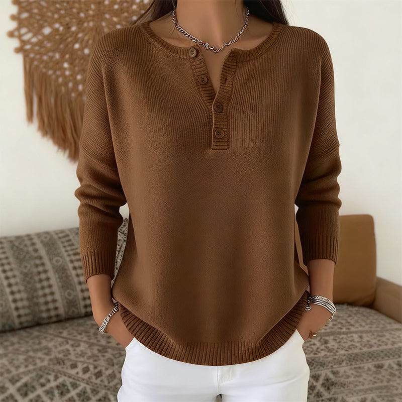 📢🎉50%Rabatt!!!🛍️✨Damen Strickpullover mit Henley-Kragen