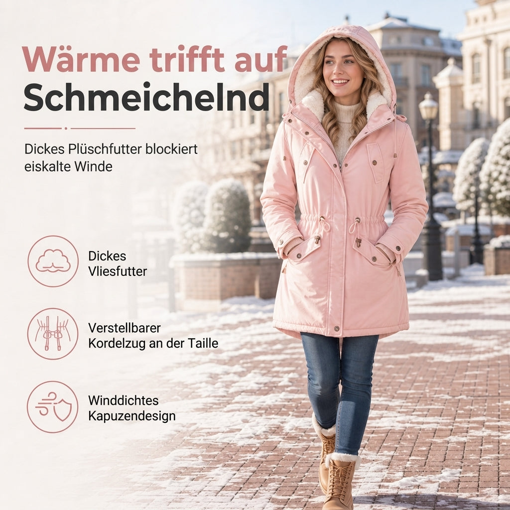 💥Jetzt stark nachgefragt! Nur wenig übrig!💥 Winterliche wattierte Damenjacke mit Kapuze und Fleecefutter