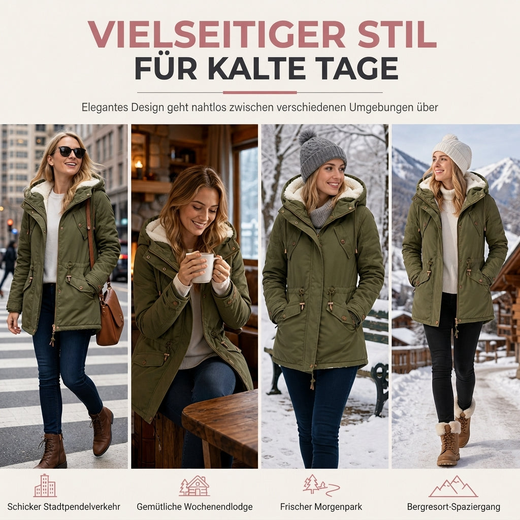 💥Jetzt stark nachgefragt! Nur wenig übrig!💥 Winterliche wattierte Damenjacke mit Kapuze und Fleecefutter