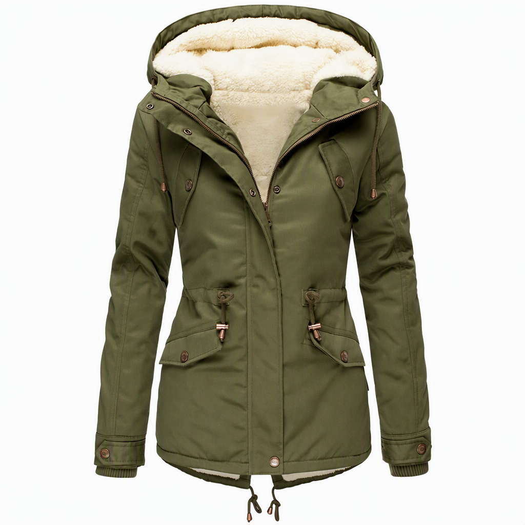💥Jetzt stark nachgefragt! Nur wenig übrig!💥 Winterliche wattierte Damenjacke mit Kapuze und Fleecefutter